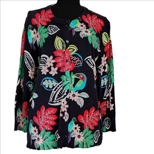 CROWN & IVY TROPICAL PRINT SWEATER